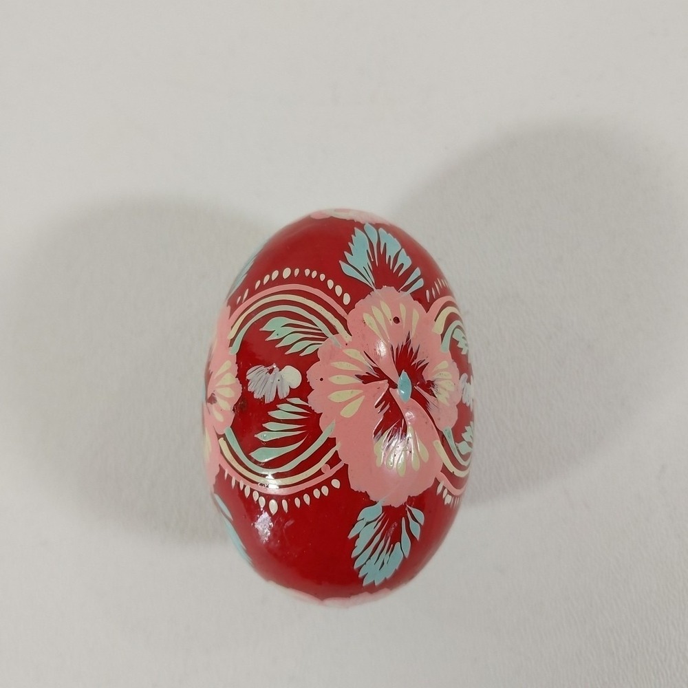 Hand-Painted Pysanka‎ Wooden Egg Decorated Easter Egg Floral Design